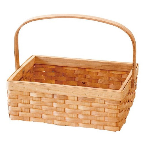 ウッドスクエアバスケット/ハンドル付−M 6個