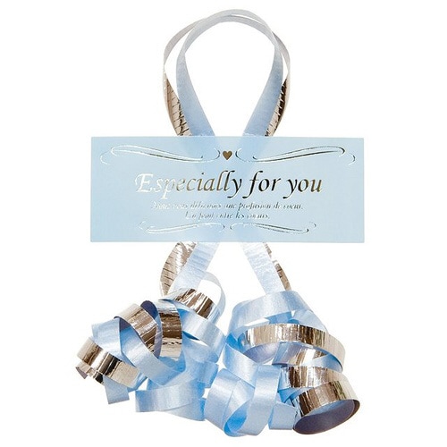 カーリングリボン付シール/ブルー−1 50枚×2