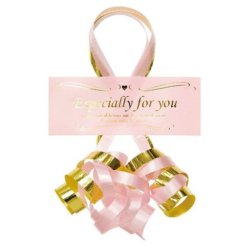 カーリングリボン付シール/ピンク−1 50枚×2