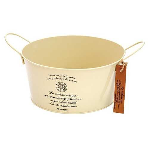 カンパーニュブリキ丸型バケツ−M/アイボリー 6個