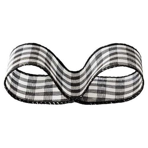 ギンガムチェックワイヤーリボン2/ブラック ×2