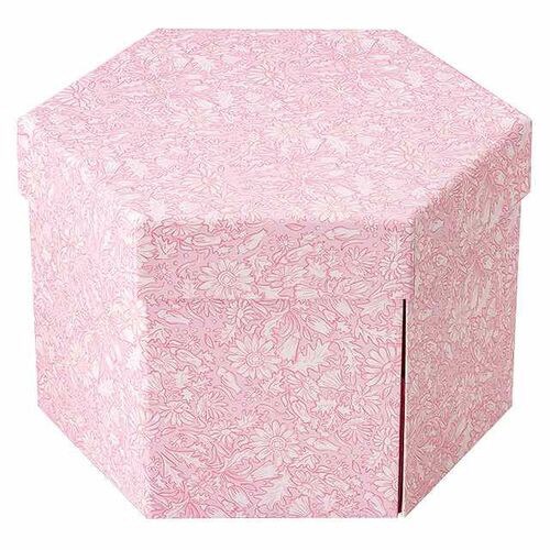 グレイスフルフラワー六角二段貼箱Mモーブピンク4個