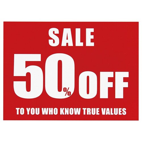 シンプルセールショーカード−50%OFF30枚×5