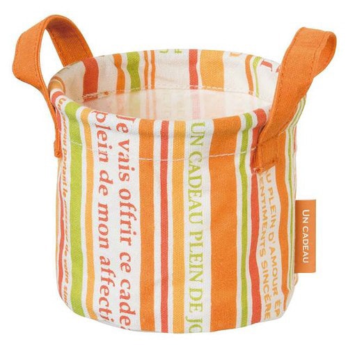 オレンジストライプ丸底布バスケット−S 10個