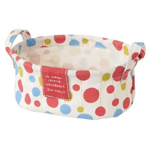 トリコロールドットオーバル布バスケット−S 10個