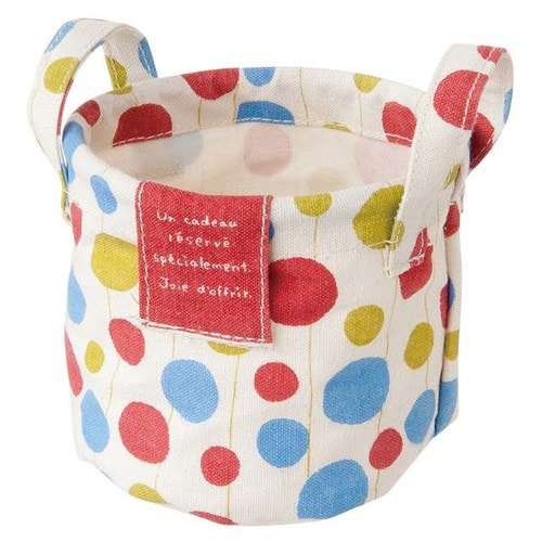 トリコロールドット丸底布バスケット−S 10個