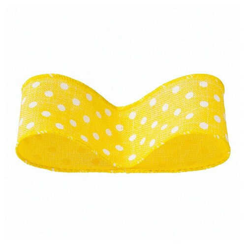 ナチュラルドットワイヤーリボンイエロー−41巻×3