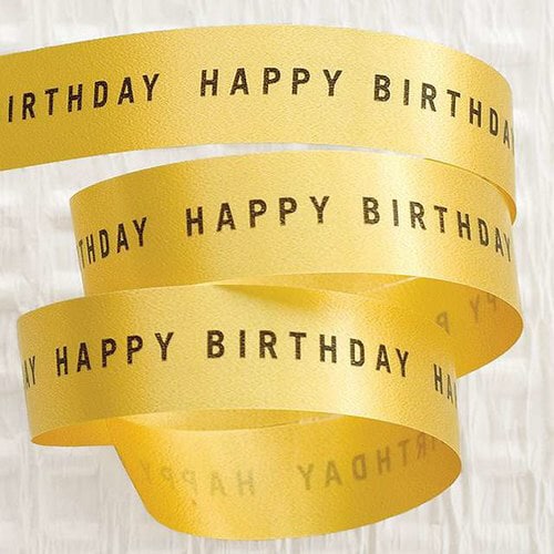 バースデイプリントカーリングリボンゴールド−1×5