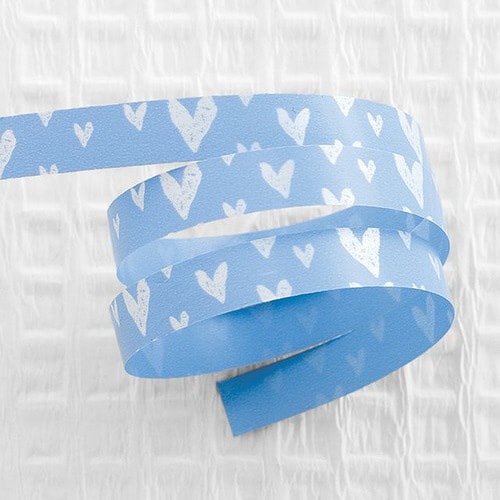 ハートプリントカーリングリボンライトブルー−2×5