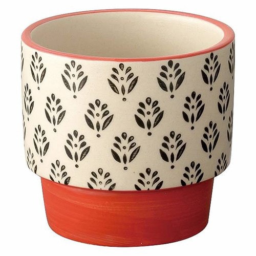 ハンドメイドプリントフラワーポットSSレッド 6個