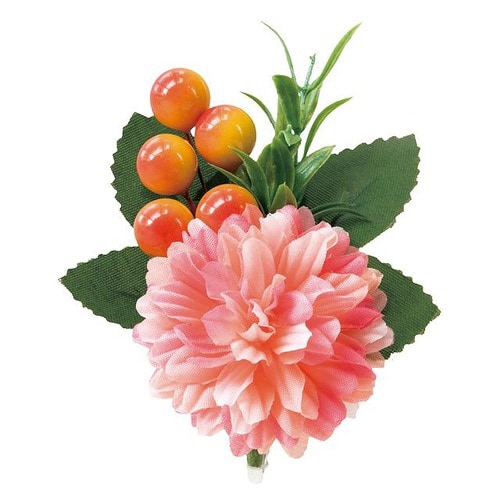 フルリールアレンジクリップ付S/ピンクマム−1×2