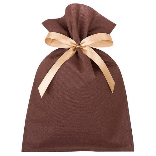 不織布リボン付バッグブラウン−S 10枚×2
