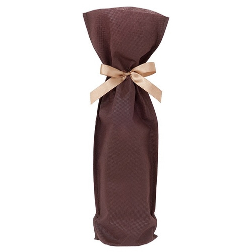 不織布リボン付ワインバッグブラウン 10枚×2