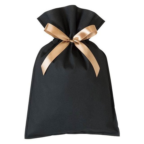 不織布リボン付バッグブラック−S 10枚×2