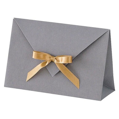 無地リボン付ペーパーバッグ3/チャコール ×20