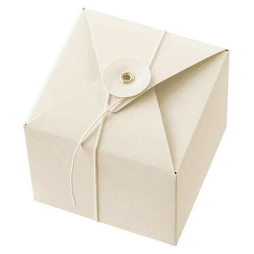 無地玉紐付ギフトBOX/オフホワイト−キューブ×2