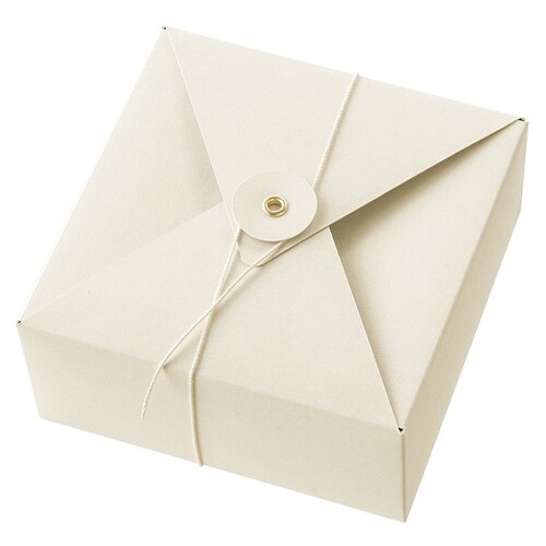 無地玉紐付ギフトBOX/オフホワイト−SS 10枚