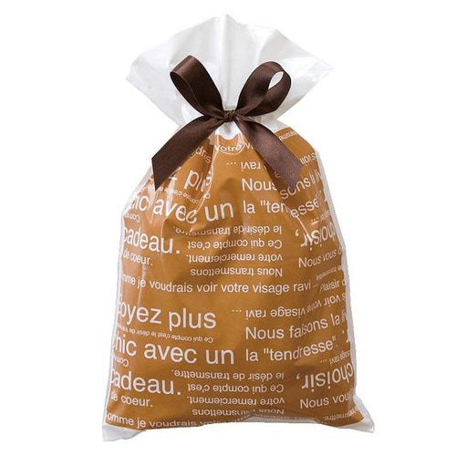 カフェオレリボン付PEギフトバッグ−SS20枚×3