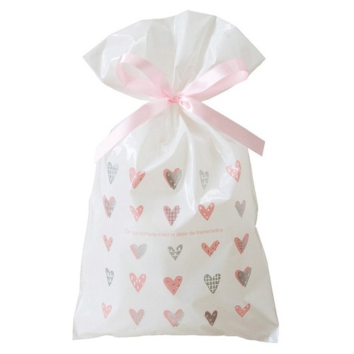 リトルハートリボン付PEギフトバッグ−M20枚×2