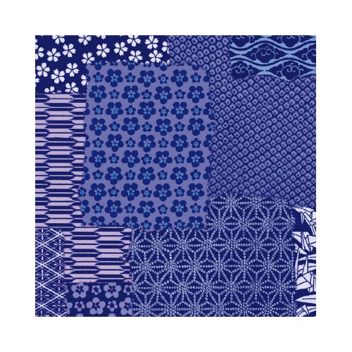 包装紙 千代紙合わせ 紺 半才判 50枚