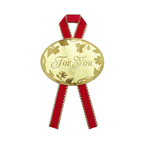 ギフトシール ForYou 金 赤リボン付 16片
