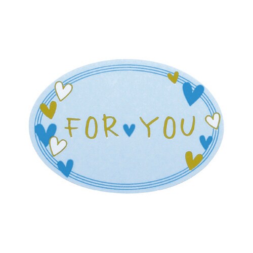 ギフトシール For You 水色ハート 500片