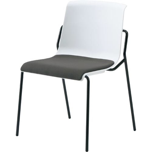 クラウンチェア3 BKフレーム座パッドグレー固定脚