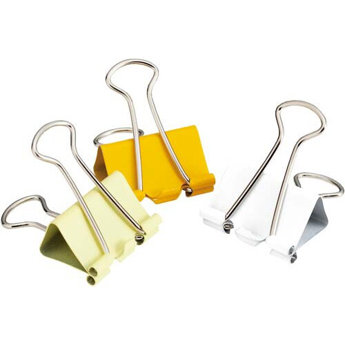 ダブルクリップ 黄色ミックス中25mm 100個入