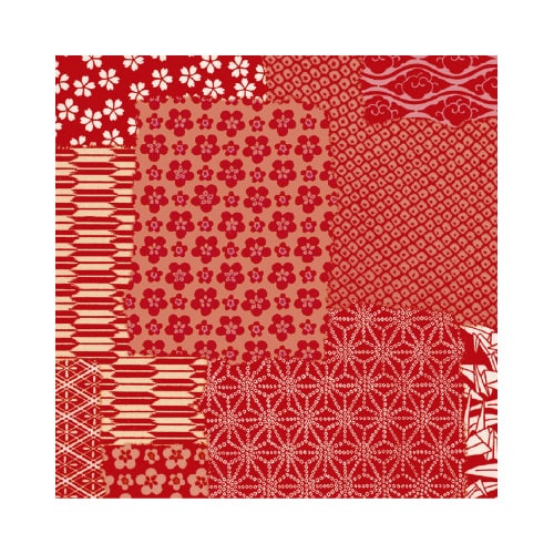 包装紙 千代紙合わせ 赤 半才判 50枚