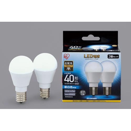LED E17 広配光40形 昼白色 2個入