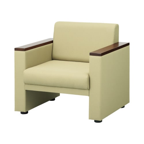 応接木肘ソファ 1人掛 クロスベージュ