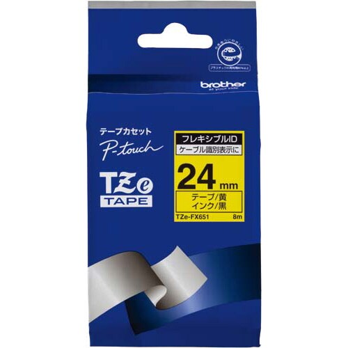ピータッチTZeフレキシブルID黄黒文字24mm幅