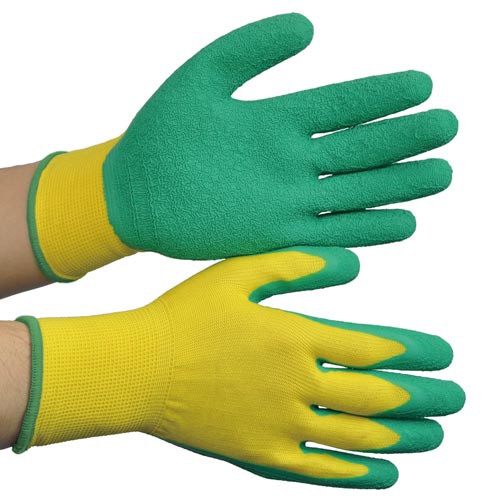 天然ゴム背抜き手袋 MHG130黄×緑 M