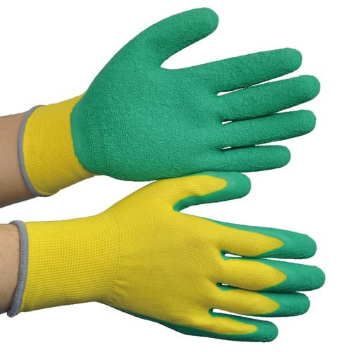 天然ゴム背抜き手袋 MHG130黄×緑 L