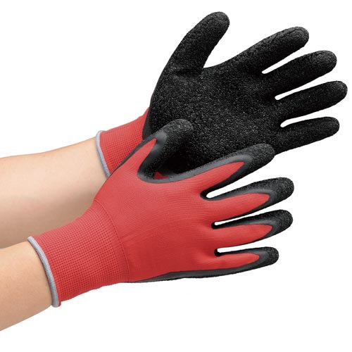 天然ゴム背抜き手袋 MHG130赤×黒 L