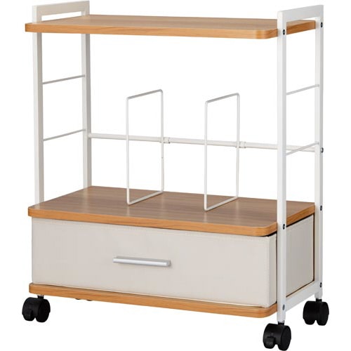 Katazuk引出付足元収納ワゴン幅500薄茶