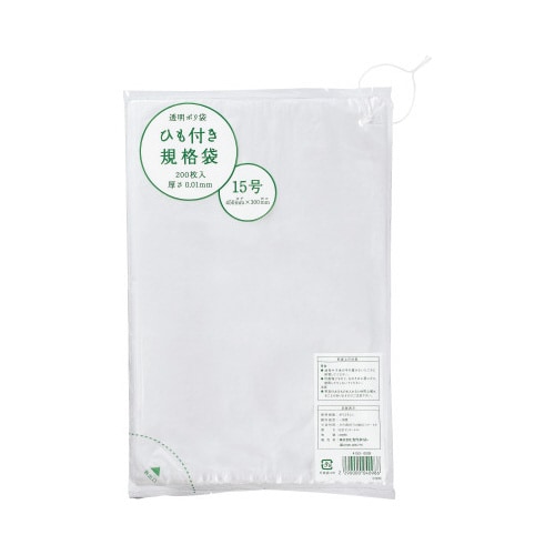 ひも付き規格袋0.01mm厚 15号200枚×10
