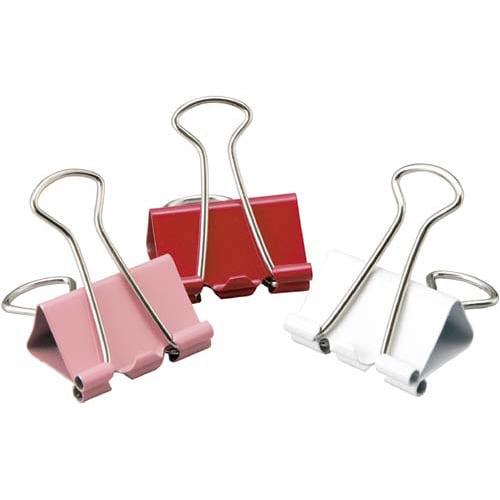 ダブルクリップ 赤色ミックス小19mm 100個入