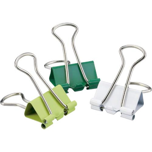 ダブルクリップ 緑色ミックス 中25mm 10個入