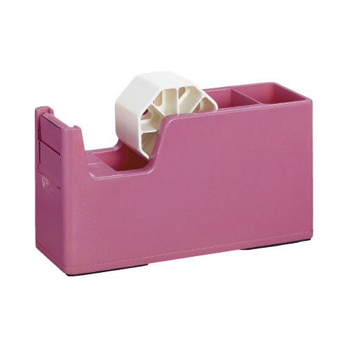 机ではかどる収納付き梱包用テープカッターピンク×3