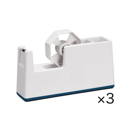 ペンホルダー付きスリムテープカッターホワイト3個