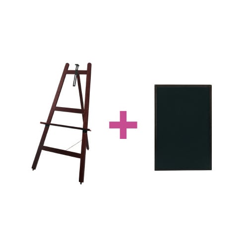 木製イーゼル+両面黒板 ダークブラウンセット