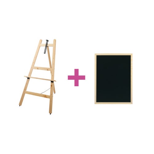 木製イーゼル+両面黒板 ナチュラルセット