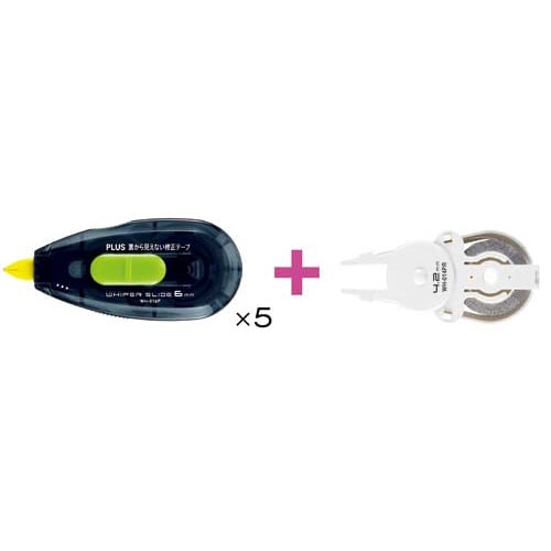 裏から見えない修正テープ幅6mm本体5個+詰替1個