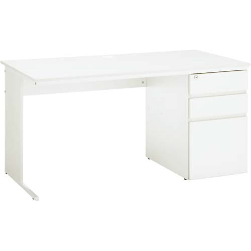 ワーキングデスク片袖奥700幅1400ホワイト