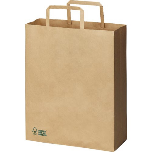 FSC(R)認証 平紐手提げ袋 茶 S 50枚