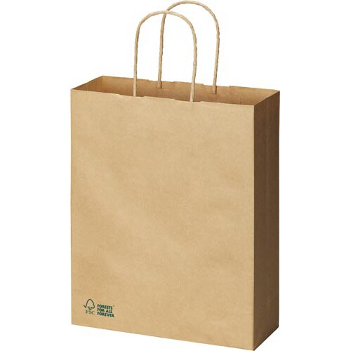 FSC(R)認証 丸紐手提げ袋 茶 S 50枚×6