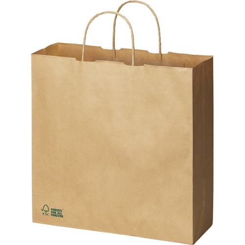 FSC(R)認証 丸紐手提げ袋 茶 M 50枚×6