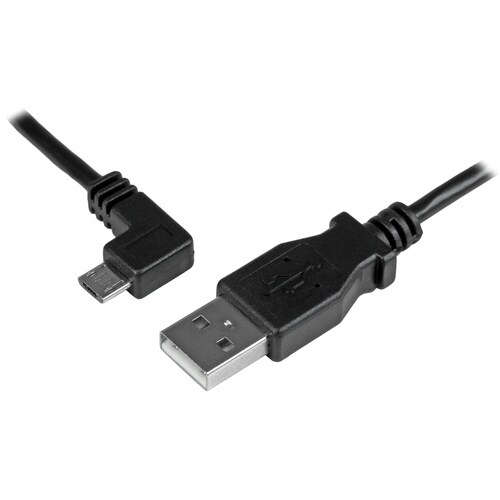 MicroUSB充電同期ケーブル L型左向 1m