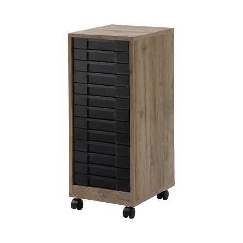 木製フロアケース 浅型13段 ブラウン